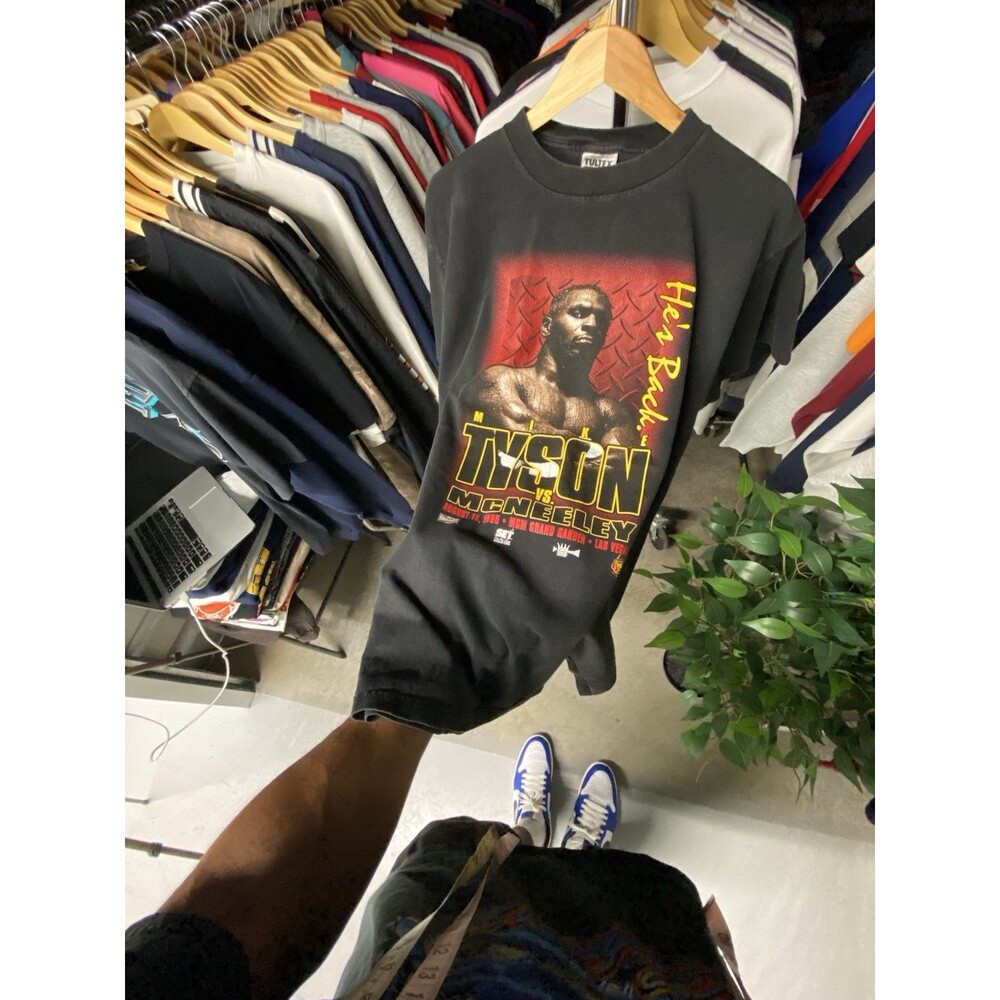 Vintage 1995 Mike Tyson vs. McNeeley He's Back Vegas Boxing Tee Black Men's XL - Picture 11 of 13